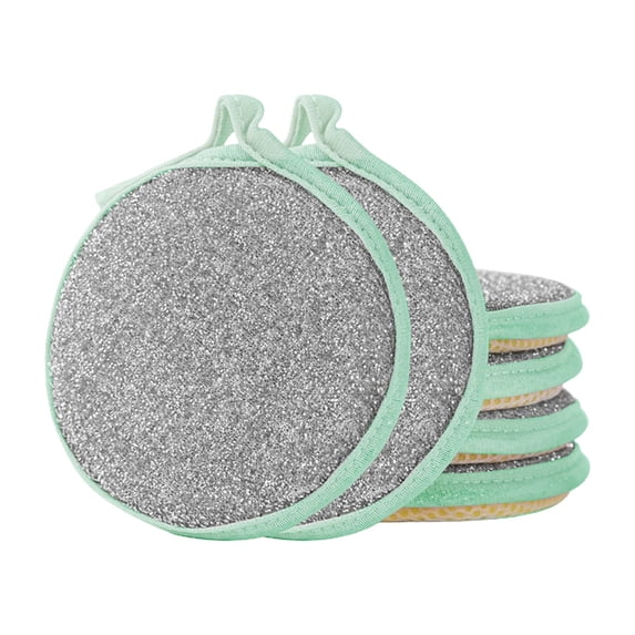 Premium 6-Pack Double-Sided Sponge Scrubber | Heavy-Duty Kitchen Dish Cleaning Pad | Non-Scratch Multipurpose Degreasing Sponges | Hanging Loop Design | Efficient Oil Removal | Dishwashing Essential