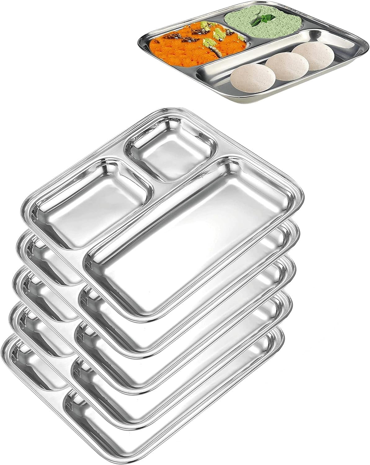 Stainless Steel Divided Plates - Set Of 2, 9 Inch Portion Control Plates For Kids & Adults