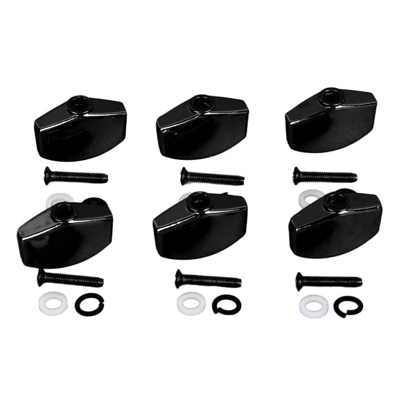 Premium 6 Pcs Guitar Tuning Peg Buttons Metal Stable Universal Tuner Machine Head Replacement Knobs for Acoustic Electric Guitars with Mounting Screws and Washers Included - Classic Black Finish