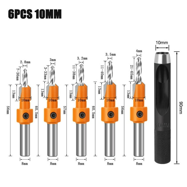 Premium 6 Piece Counter Sink Router Bit Kit Tailored to Your Crafting ...