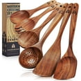 Premium 6Piece Teak Wood Utensil Set Nonstick Kitchen Utensils Bundle EcoFriendly Cooking