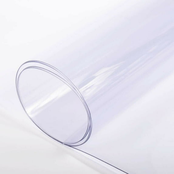 Premium (60" Wide) Clear Plastic Vinyl PVC Fabric Table Cover Tablecloth Protector for Dining Room Table Waterproof Spillproof Transparent Sheet Table Cover - Sold Folded