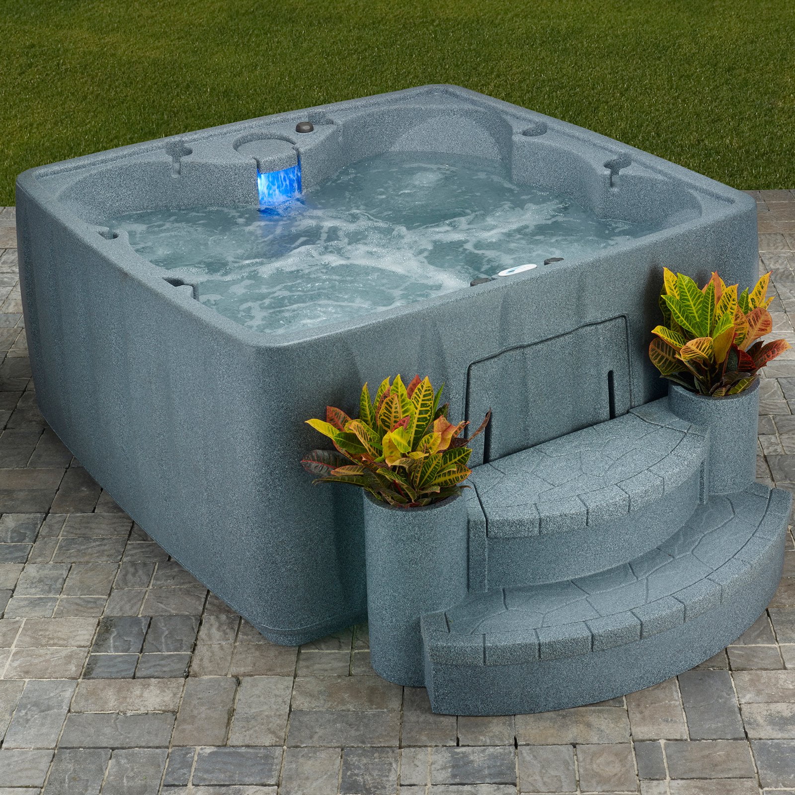 Premium 600 6-Person Graystone Plug and Play with 29 Stainless Jets, Ozone,  and LED Waterfall by AquaRest Spas - Walmart.com