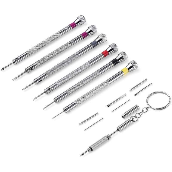 Premium 6PCS Micro Precision Screwdriver Set, 0.8-1.6mm, Extra Replacement Blades for Watch, Eyeglasses, Jewelry, Electronics Repair
