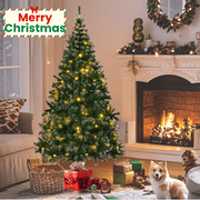 Premium 7 FT Christmas Tree Pre-Lit with 150 Warm Lights, Full Balsam Fir Xmas Tree Artificial, by UBesGoo