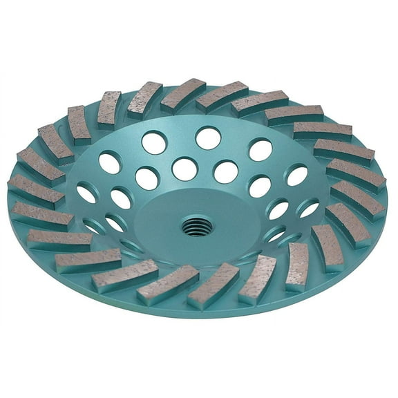 Premium 7 Inch Diamond Turbo Cup Wheel for Grinding Concrete and Masonry, 24 Segments, Non-Threaded