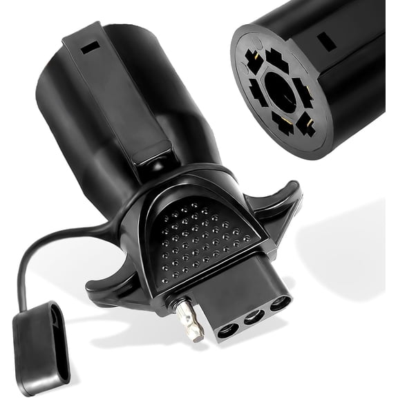 Premium 7 Pin to 4 Pin Trailer Adapter, 7 Way Blade to 4 Way Flat Trailer Plug, Waterproof Connector for RV Truck Caravan Utility Tow Vehicles