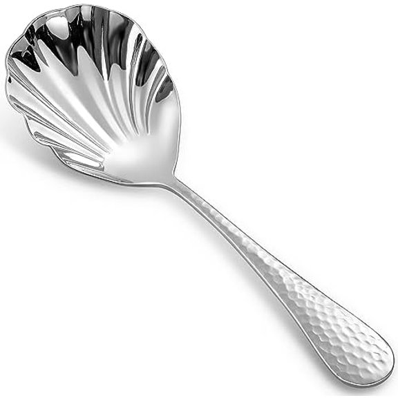 Premium 8.5" Hammered Vegetable Spoon 18/10 Stainless Steel Exquisite Blend of Elegance and Functionality Dishwasher Safe