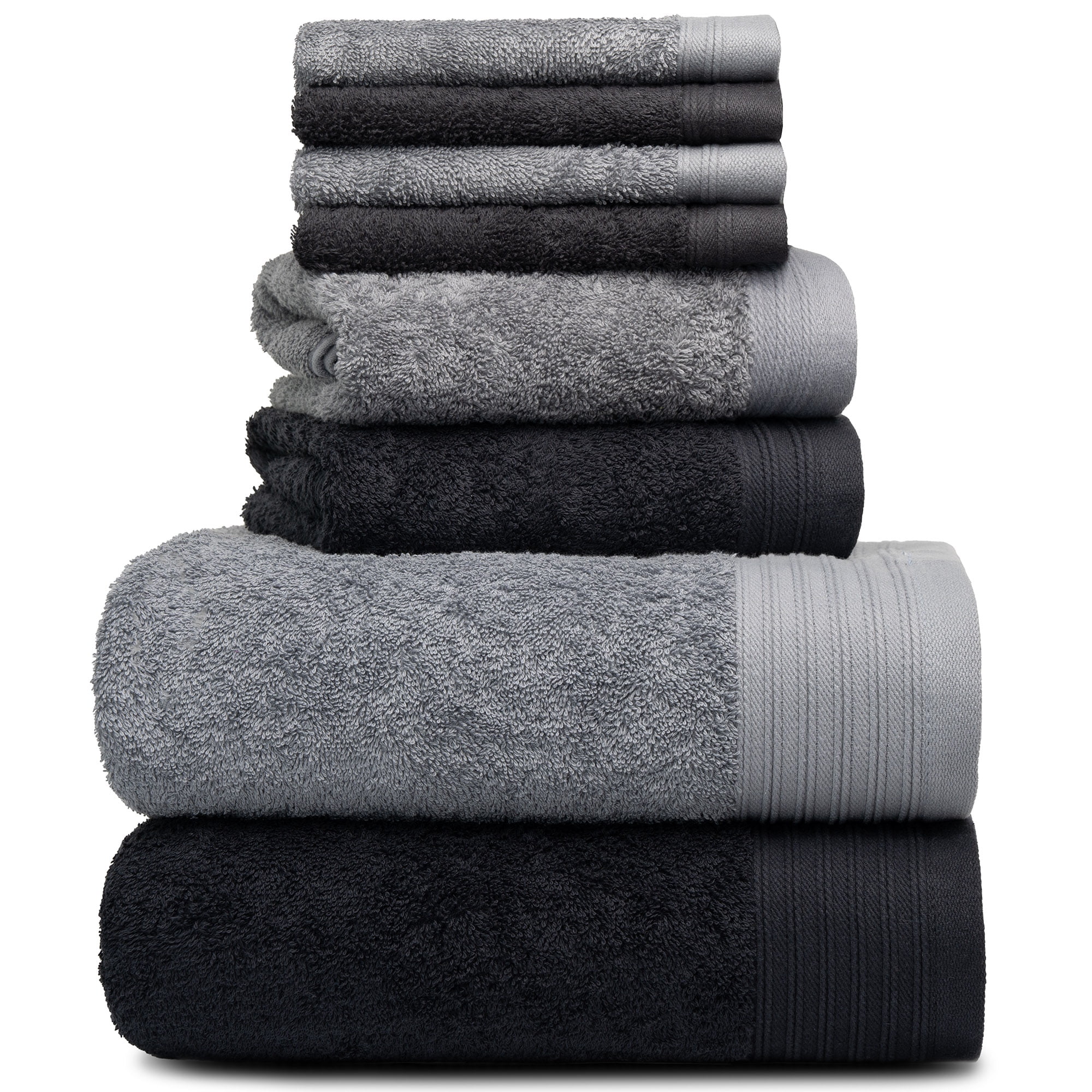 Weidemans‚Ñ¢ Urban 8 Pc Towel Set | Dark Grey/Black | 100% Cotton ...