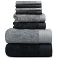 Weidemans‚Ñ¢ Urban 8 Pc Towel Set Dark Grey/Black 100 Cotton High Absorbent Machine
