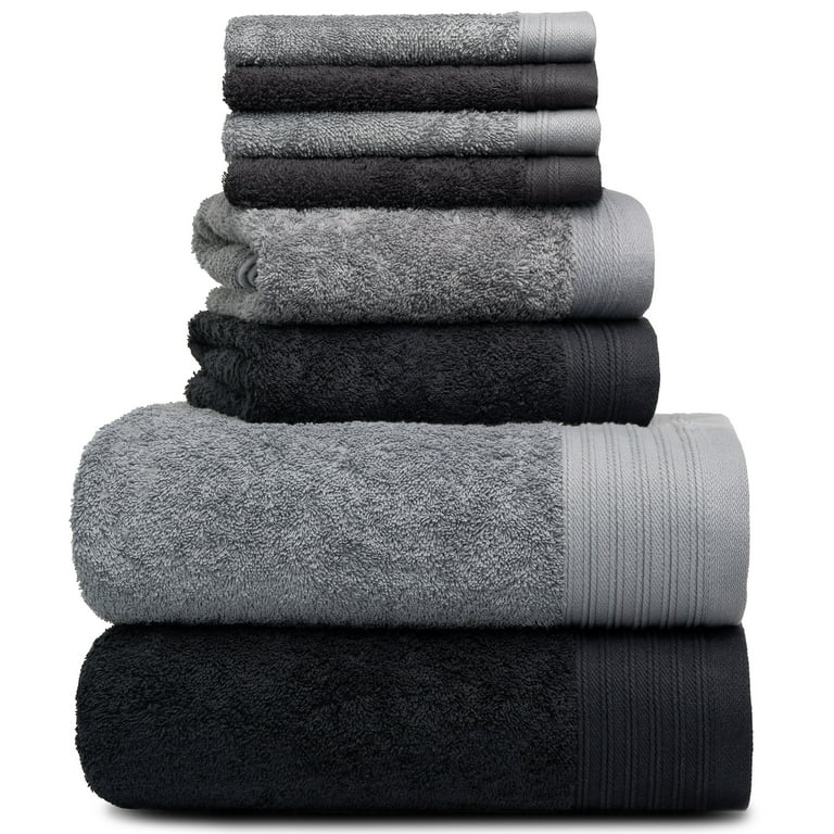 Weidemans N Urban 8 Pc Towel Set Dark Grey Black 100 Cotton High Absorbent Machine Washable Walmart