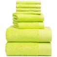 thumbnail image 1 of Premium 8 Pieces Towel Set including 2 Bath Towels 30" x 56", 2 Hand Towels 18" x 30" and 4 Washcloths 13" x 13" - Color: Apple Green | 100% Cotton |Machine Washable high Absorbency, 1 of 9