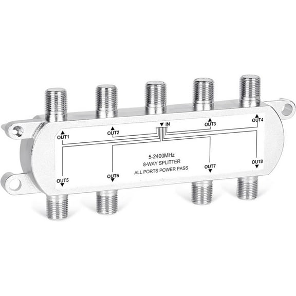 Premium 8-Way Coax Splitter Combiner For CATV Antenna Satellite TV - 5 to 2400MHz