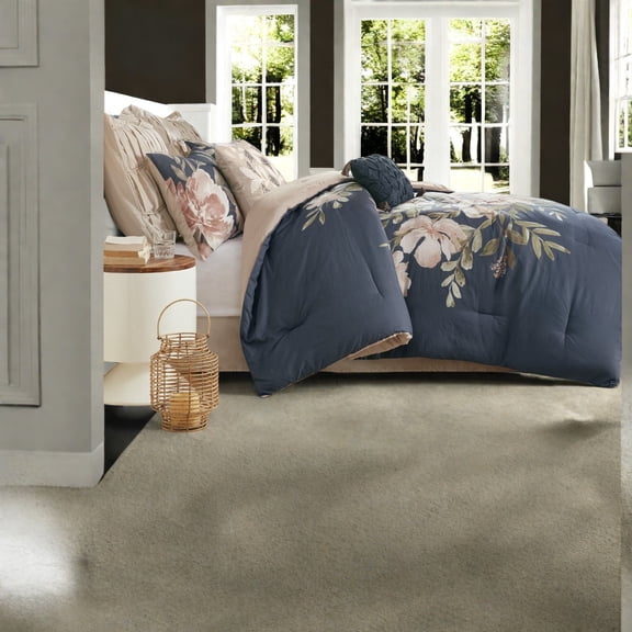 Premium 8Piece Cotton Bedding Set Navy Shabby Chic Style for King Beds