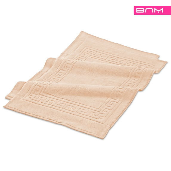 Premium 900 GSM Combed Cotton Solid Fabric Bathroom Mat Set , 22 x 35-Inches (2 Pack), Peach by Blue Nile Mills