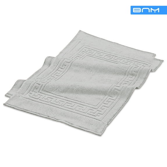 Premium 900 GSM Combed Cotton Solid Fabric Bathroom Mat Set , 22 x 35-Inches (2 Pack), Silver by Blue Nile Mills