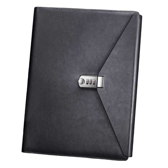 Premium A 4 Password Document Folders with PU Leather Cover for Secure Filing and Great Presentation for Office Travel