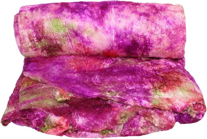 Premium A-Grade Mulberry Silk: Hand-Dyed Pink & Green Silk Fibers for Needle Felting, Wet Felting, Spinning, Knitting, and Sewing