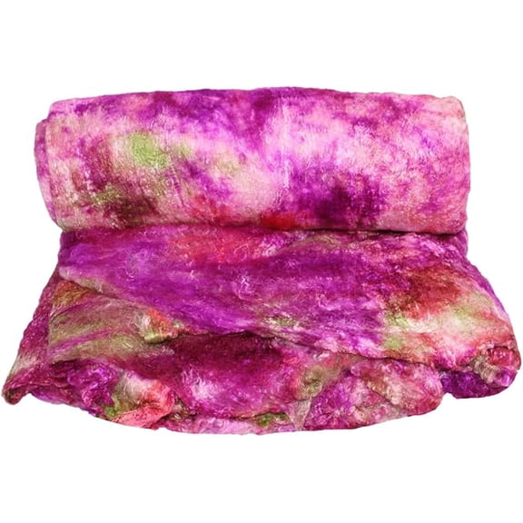 Premium A-Grade Mulberry Silk: Hand-Dyed Pink & Green Silk Fibers for Needle Felting, Wet Felting, Spinning, Knitting, and Sewing