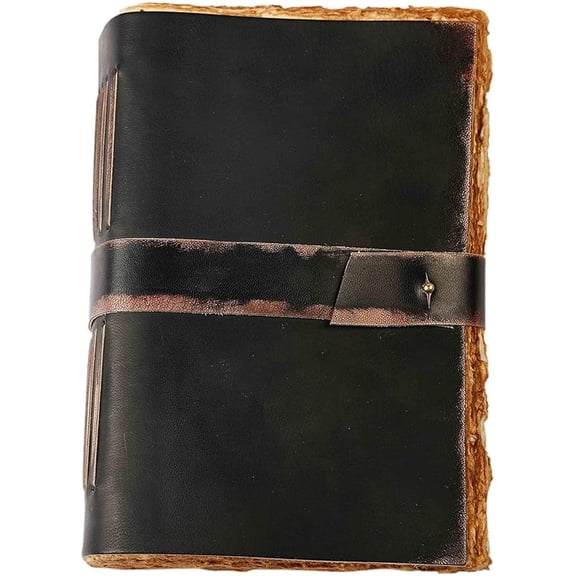 Premium A5 Leather Journal with Lock & Key – 200 Pages of Handmade Recycled Paper, Green Diary for Writing, Sketching, Journaling – Vintage Soft Cover