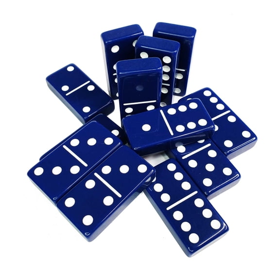 Premium ACRYLIC Double 6 JUMBO Dominoes Set Game | BLUE