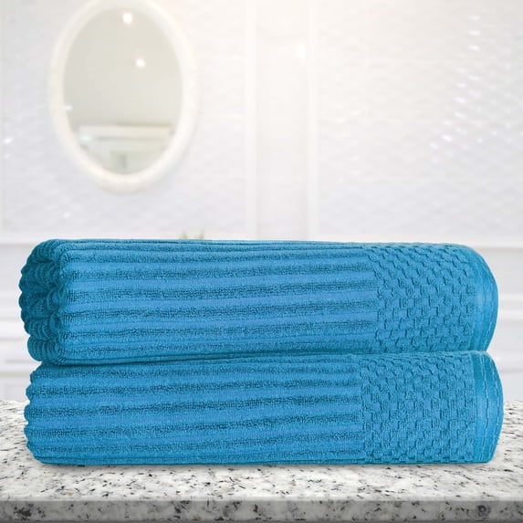 Premium Absorbent Cotton Bath Sheets Set, Azure by Blue Nile Mills