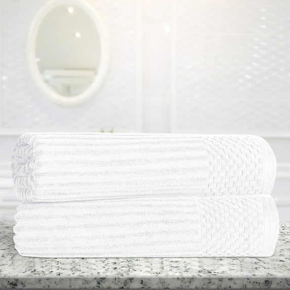 Premium Absorbent Cotton Bath Sheets Set, White by Blue Nile Mills