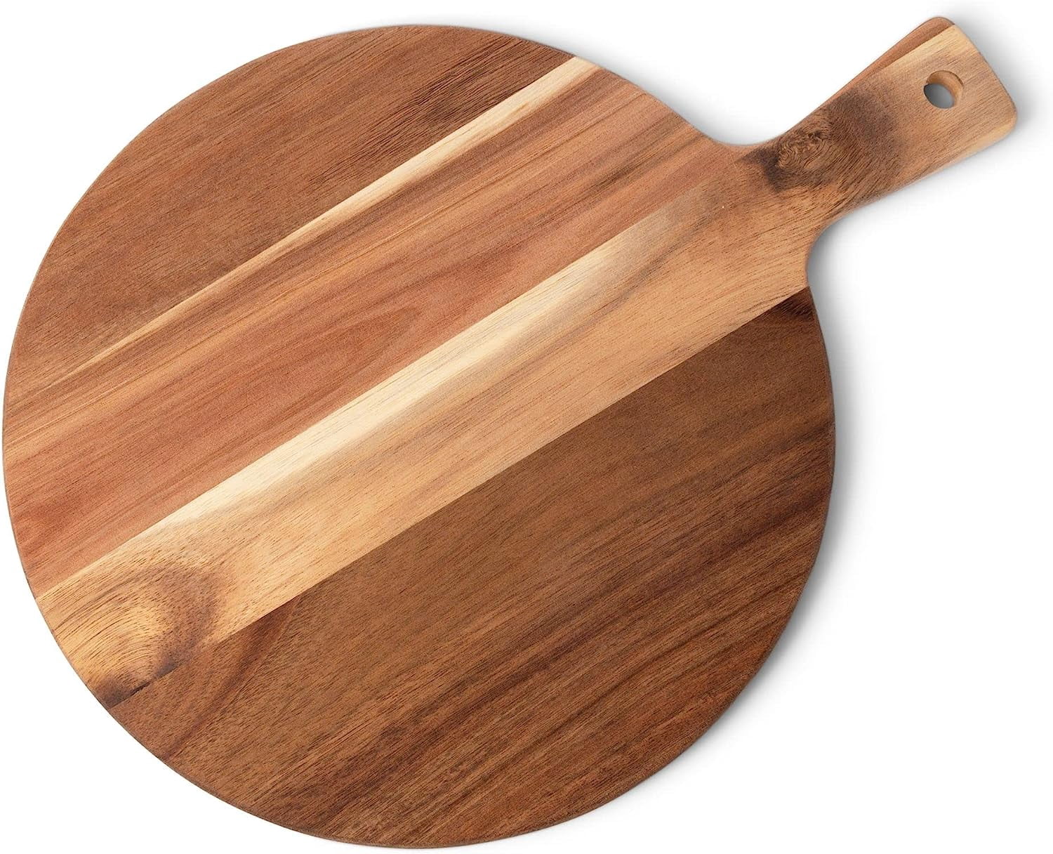 Premium Acacia Cutting Board with Handle - Wooden Chopping Board for Kitchen (12"x16") Round Acacia Paddle Cutting Boards for Meat, Bread, Serving Board, Cheese, Vegetables & Fruits.