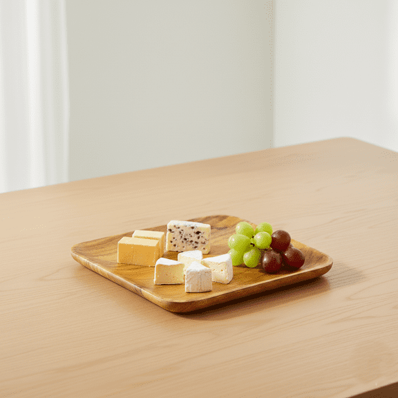 Rustic Square Wooden Serving Platter  Kitchen Essential Item