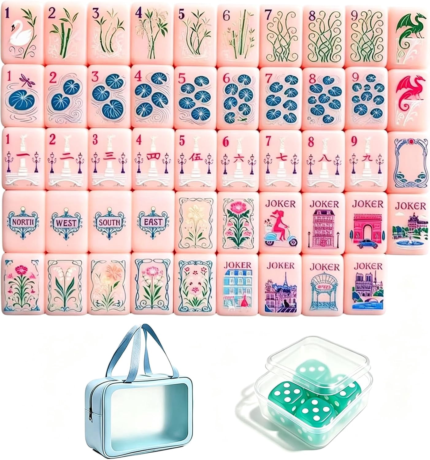 Premium Acrylic American Mahjong, 160 Pcs 4 Layer Mahjong Tiles (Paris ...