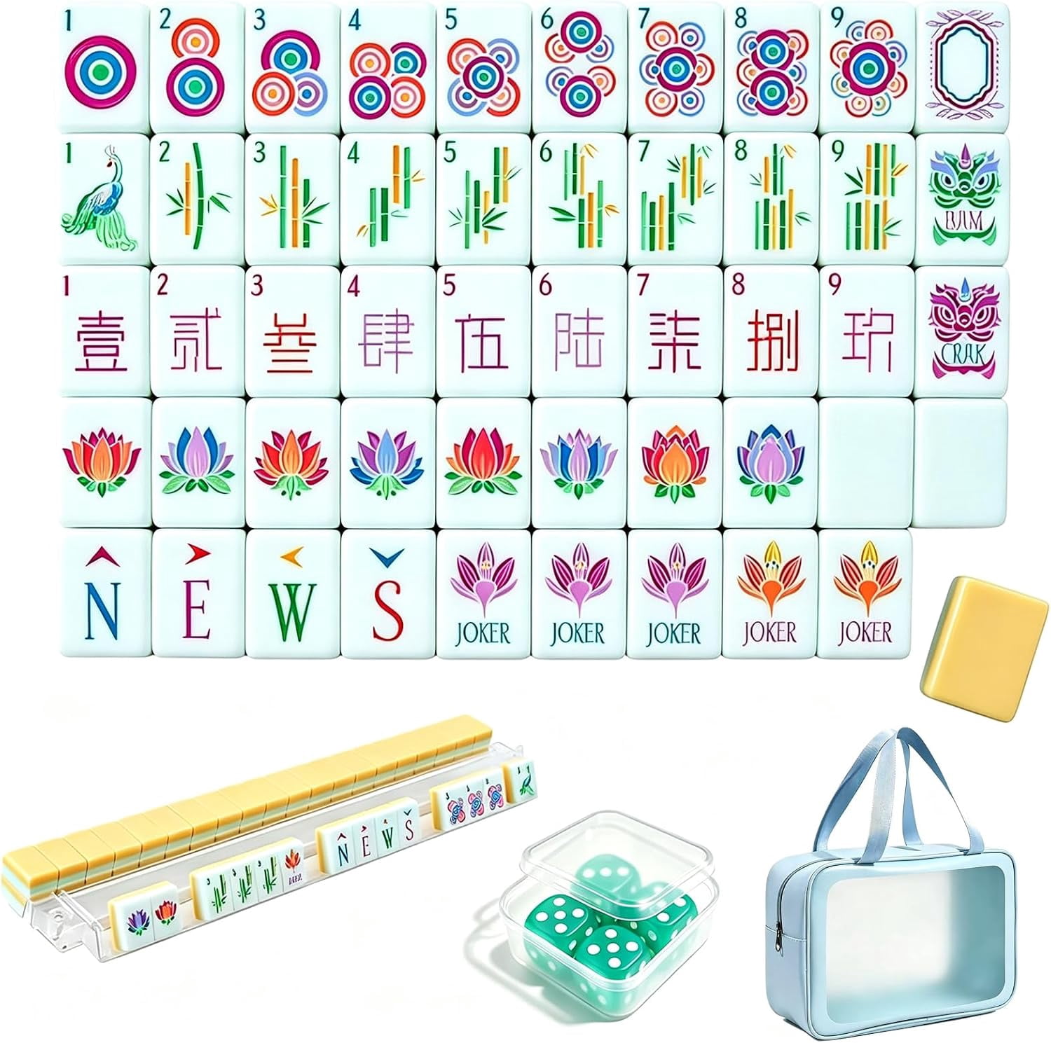 Premium Acrylic American Mahjong, 160 Pcs 4 Layer Mahjong Tiles (Paris ...