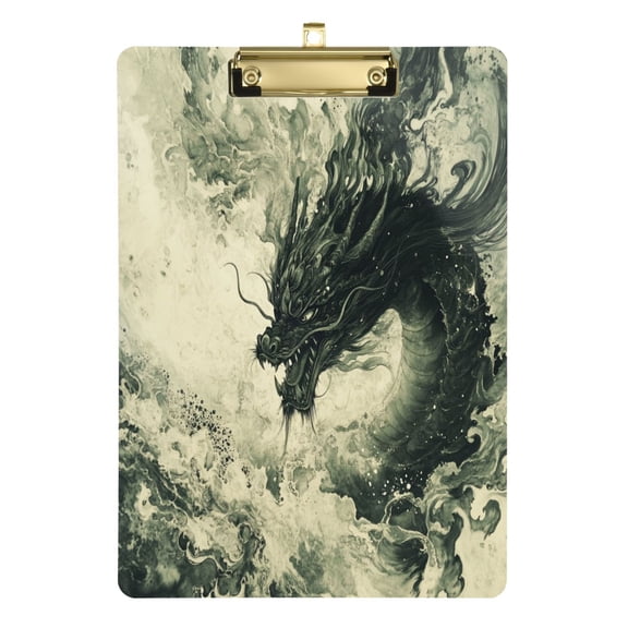 Premium Acrylic Clipboard Clear Board with Gold Clip Thick Durable for Office Teacher,Dark Green Dragon