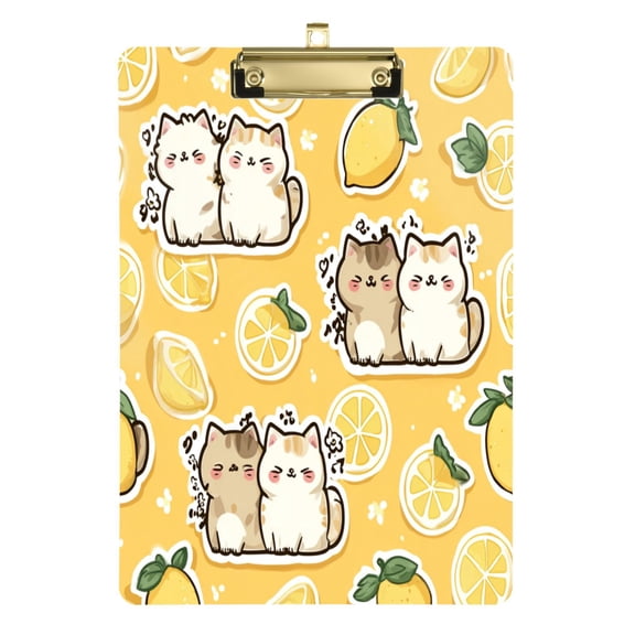 Premium Acrylic Clipboard Clear Board with Gold Clip Thick Durable for Office Teacher,Lemon Kitten