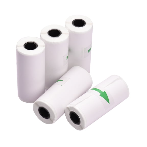 Premium Adhesive Thermal Receipt Paper Rolls 2.17 x 0.98 Inches High Definition Self Adhesive Sticker Paper Rolls Compatible with Mini Pocket Printers White 5 Rolls