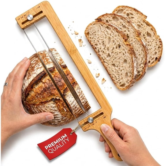 Premium Adjustable Bread Slicer Knife with Guide for Even Slices Perfect for Sourdough, Homemade Loaves Durable Artisan Bread Cutting Tool Essential Kitchen Gadget for Bakers and Home Chefs