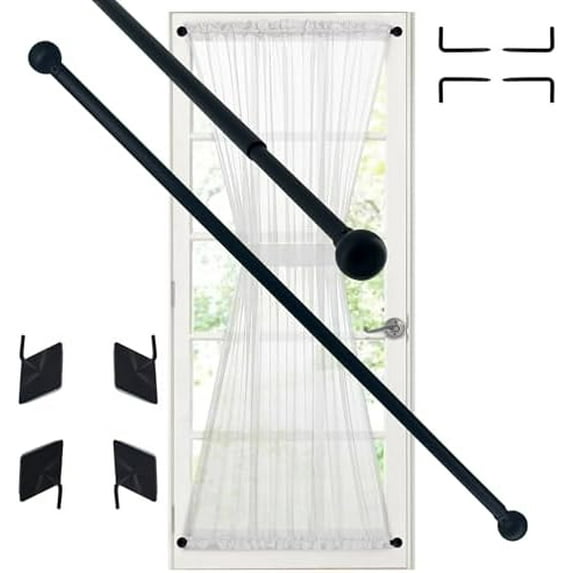 Premium Adjustable Curtain Rod for French Doors, Kitchen Curtain ...