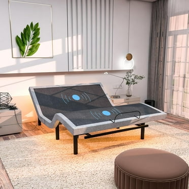 Premium Adjustable Full Bed Frame with Dual Massage, USB Ports, Under Bed Light, Zero Gravity, App Control, Head and Foot Incline and Reclining Base