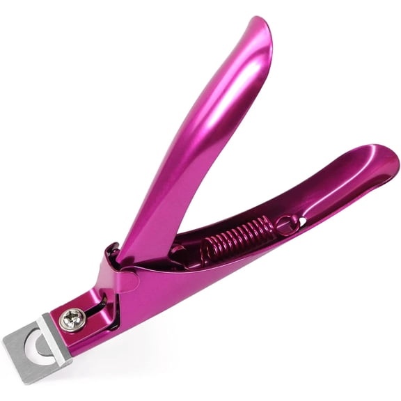 Premium Adjustable Stainless Steel Artificial Acrylic Fake False Nail Tip Clipper Cutter Trimmer Manicure Pedicure Sharp Blade Clip Tool For Salon Home Nail Art Beauty Design Diy - Rose Red