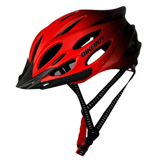 Premium Adult Bike Helmet with Adjustable Fit System, Integrated Rear LED Light, Ventilation, Red