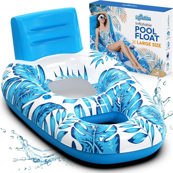 Poolsider Premium Adult Pool Float | XL Lounger with Backrest & 2 Cup Holders | Pool Rafts for Adults