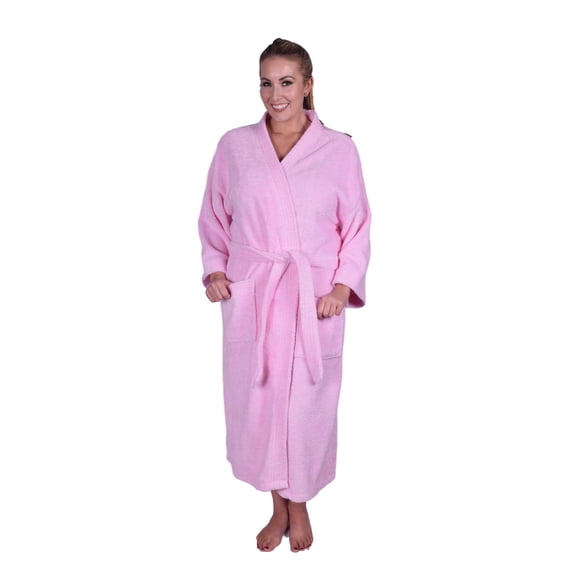 Premium Adult Unisex Kimono Bath Robe 100% Natural Soft Cotton - Light Pink