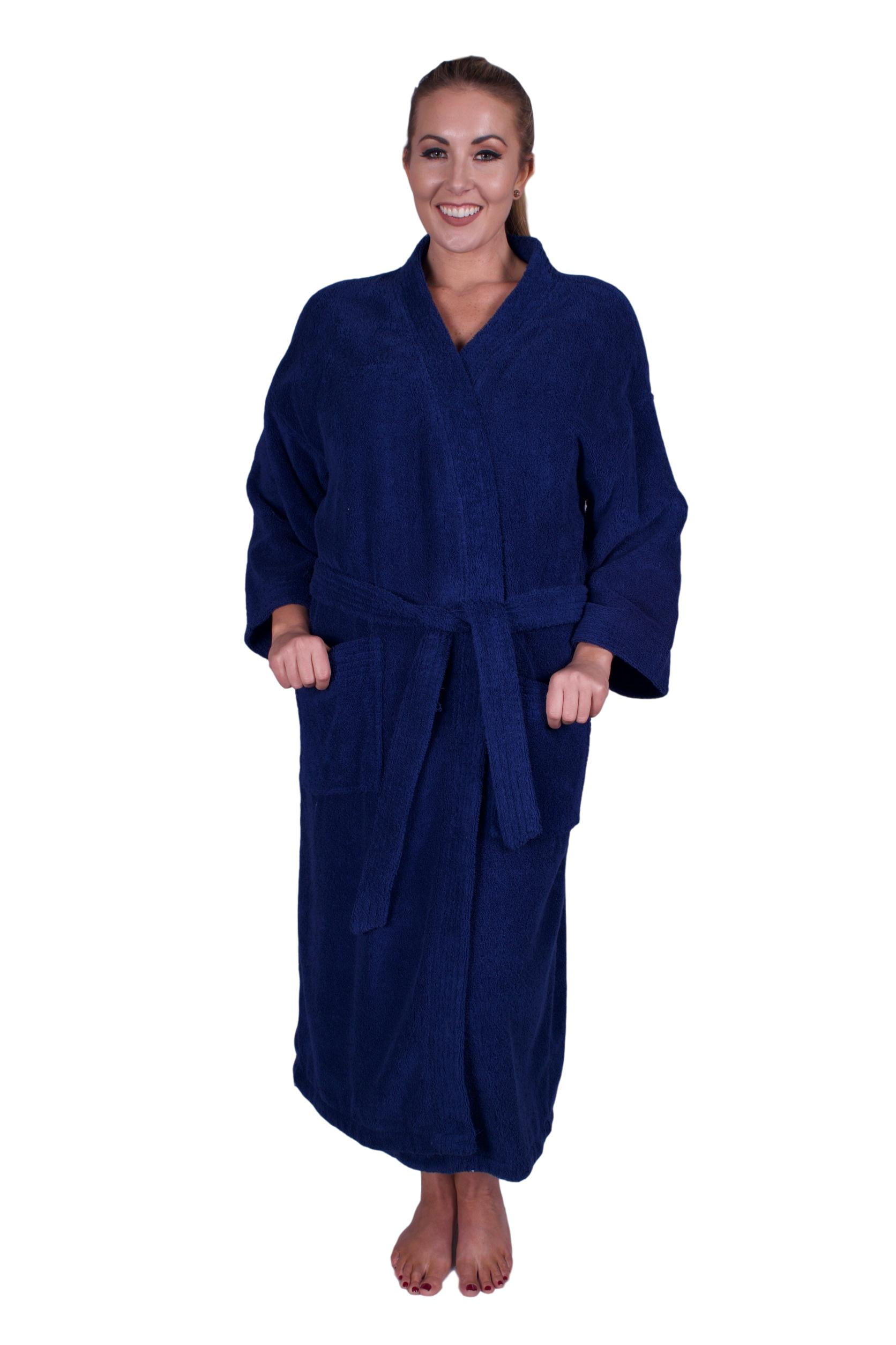 Premium Adult Unisex Kimono Bath Robe 100 Natural Soft Cotton Navy