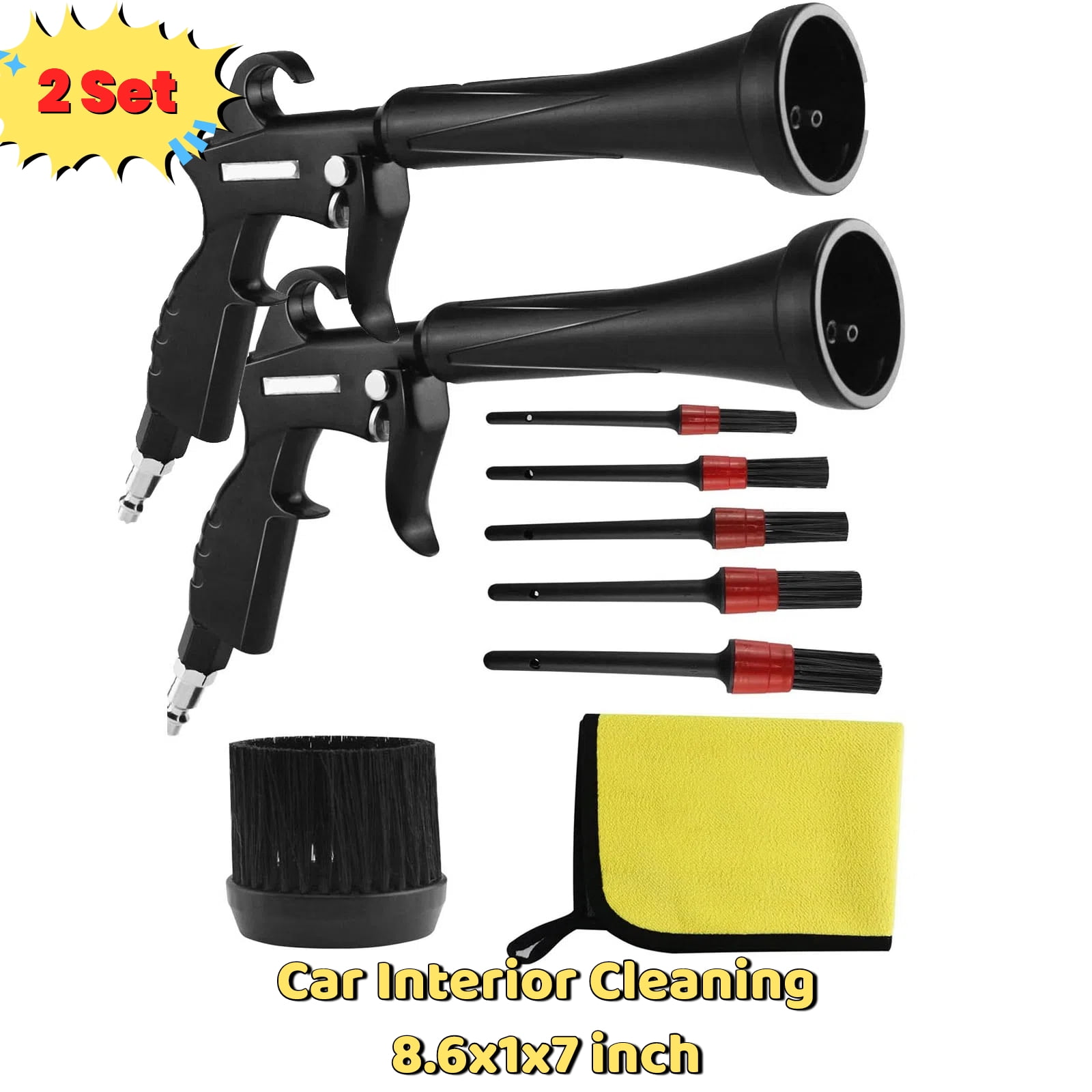 Air Blow Gun Car Interior Cleaning Gun High Pressure Car Detailing Cleaning Tool With Nozzle And Auto Detailing Dusting Brush For Quickly Blasts Dirt And Dust From Surface