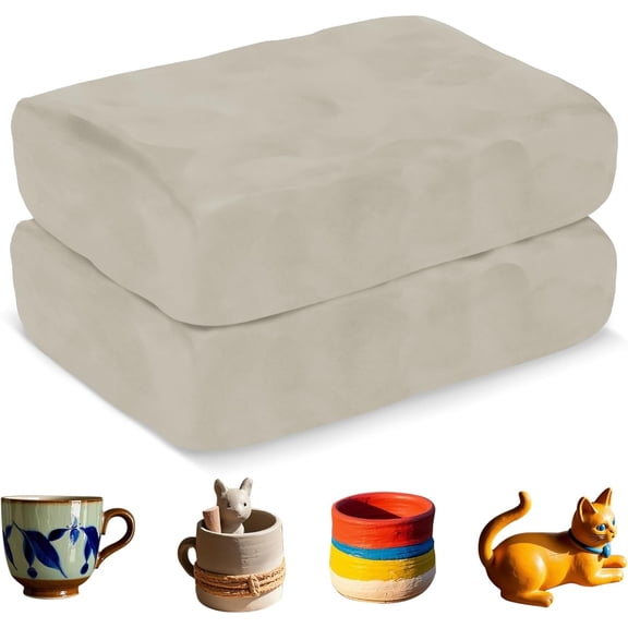 Premium Air Dry Clay-2.2 lbs Natural White Pottery Clay for Wheel Throwing Hand Building Sculpting Molding | No Baking Required lf-Hardening | Beginner & Professional Artist Supplies(White)