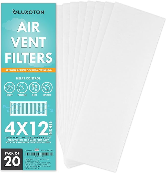 Premium Air Vent Filters for Home Pack of 20 Pieces 4" x 12" Floor
