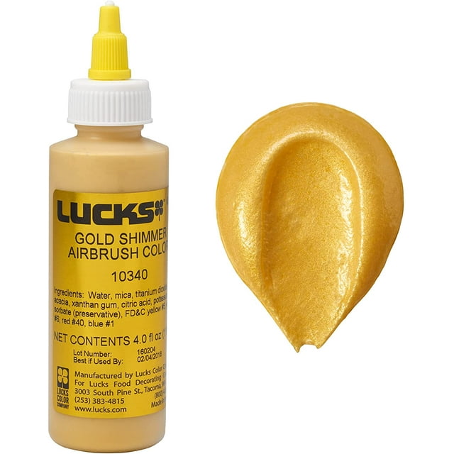 Premium Airbrush Color, Gold Shimmer, Edible Airbrush Paint for