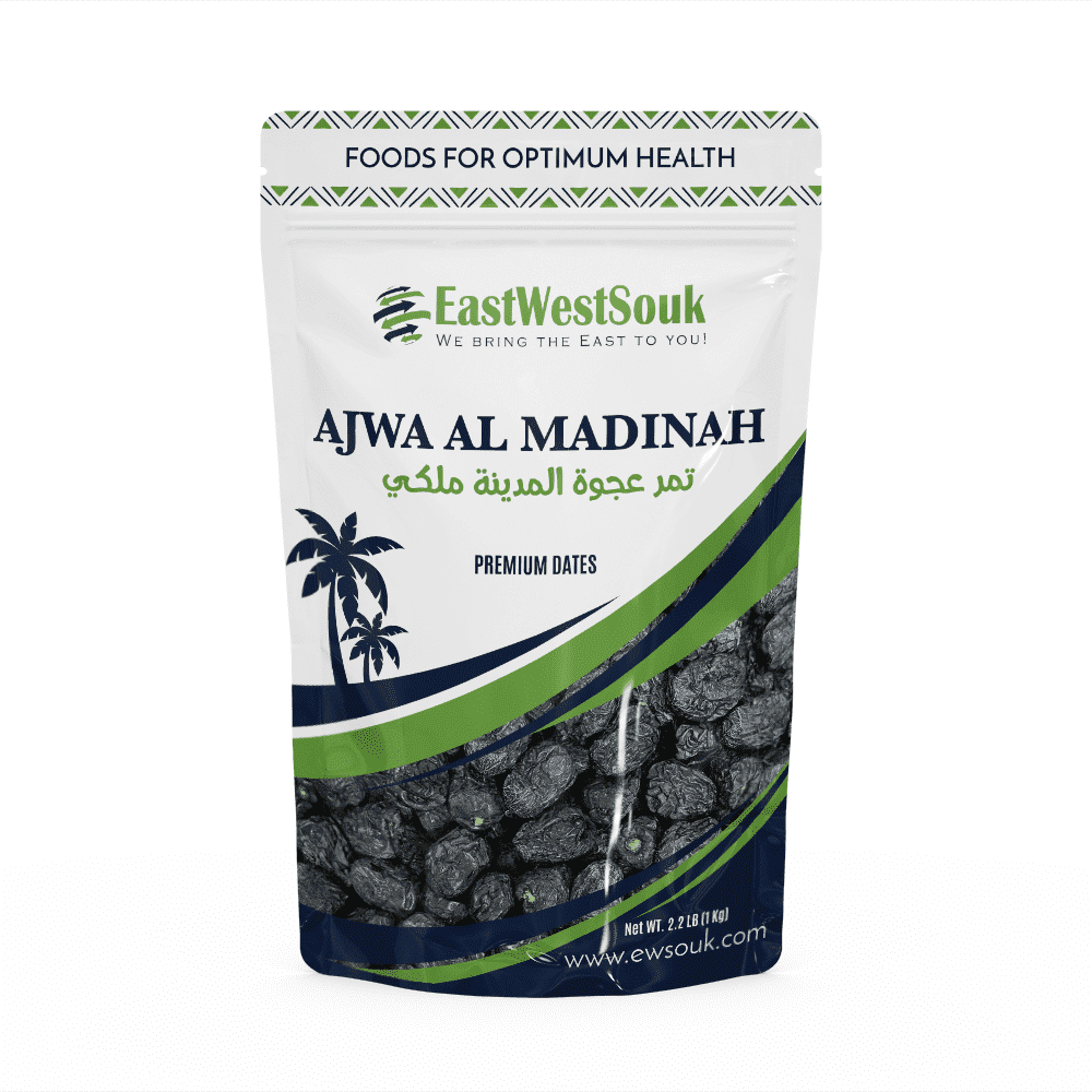 Premium Ajwa Al Madina Dates, Saudi Arabia 2.2lb Fiber-Rich Snack Dry Fruit