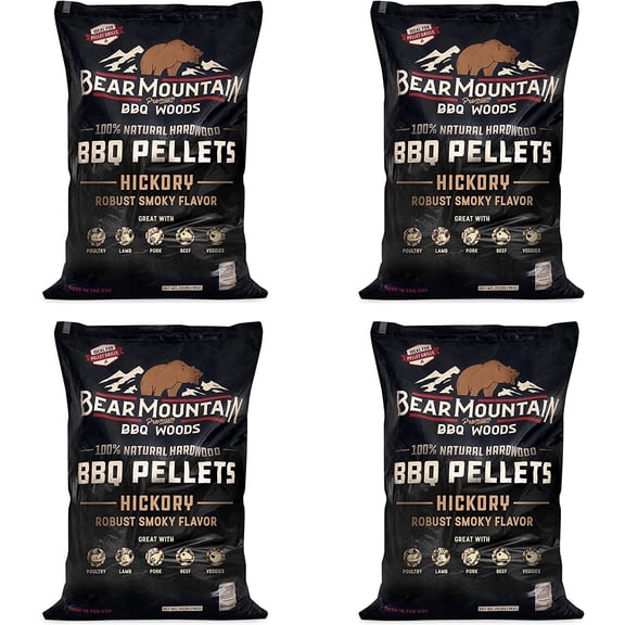 Premium All Natural Low Moisture Hardwood Smoky Hickory BBQ Smoker Pellets for Outdoor Grilling, 40 Pound Bag (4 Pack)