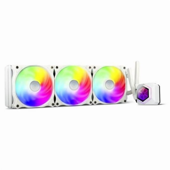 Premium All-in-One Liquid Cooler with ARGB Lighting & Triple 120 mm PWM Fan, White