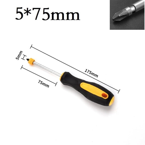Premium Alloy Steel Magnetic Slotted Screwdriver with Comfortable Handle, 5x75mm, Durable Precision Tool, Magnetic Slotted Screwdriver, Professional Handle, High Strength